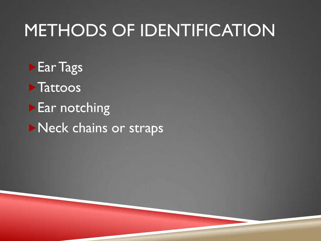 methods of identification