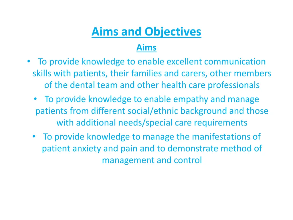 aims and objectives aims 1