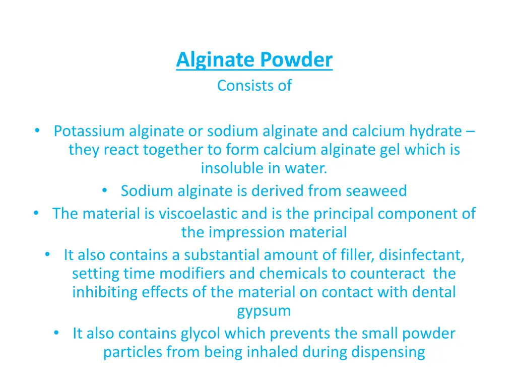 alginate powder consists of