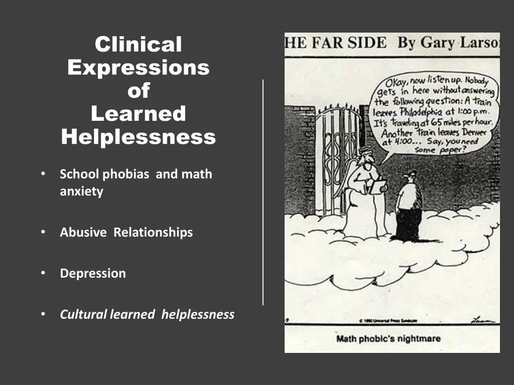 clinical expressions of learned helplessness