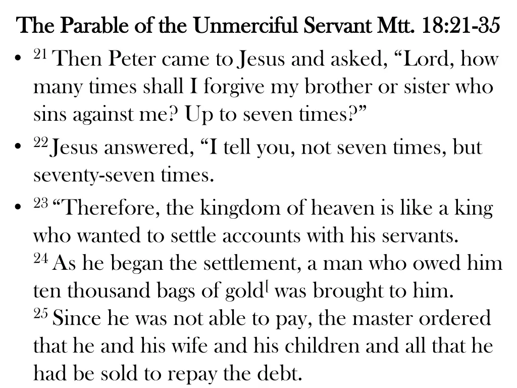 the parable of the unmerciful servant the parable