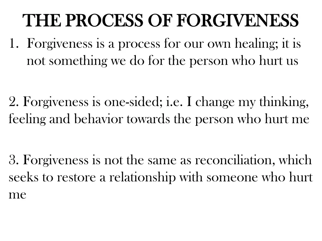 the process of forgiveness the process