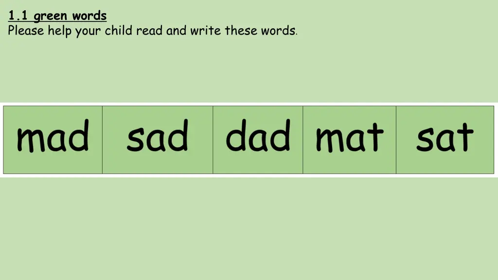 1 1 green words please help your child read