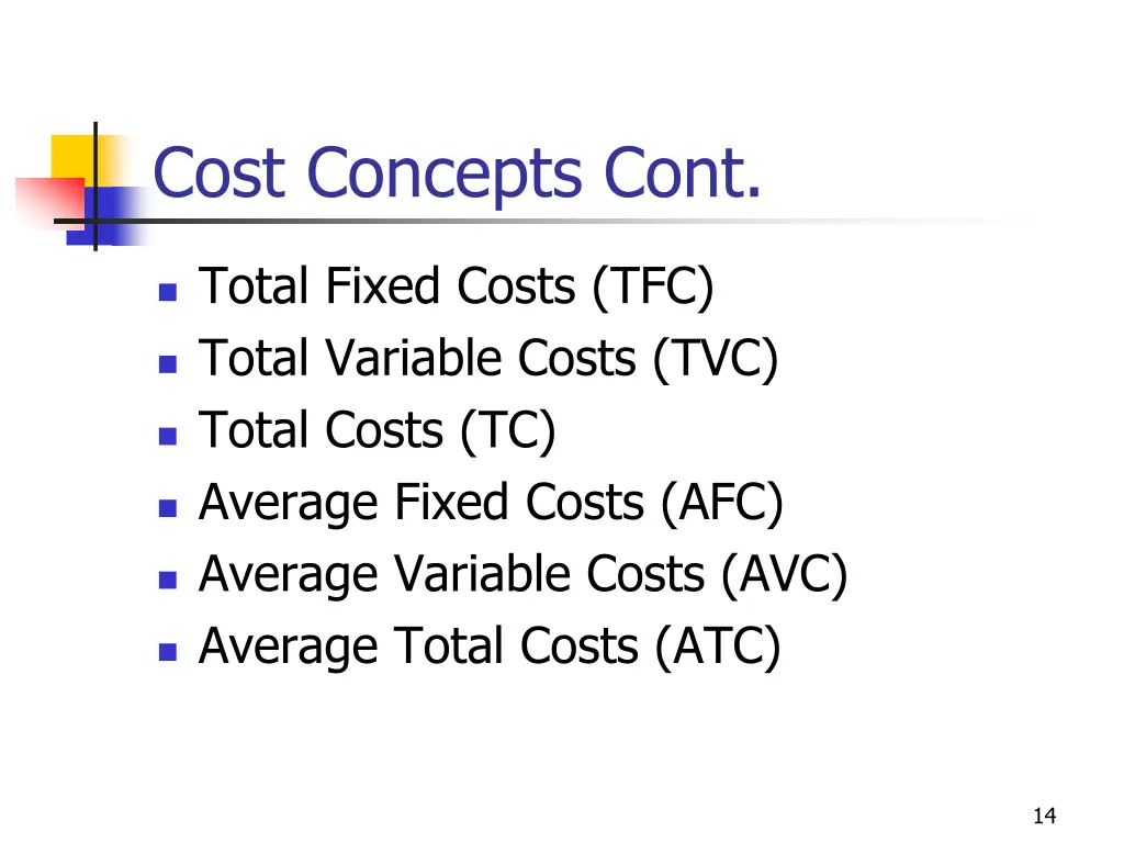 cost concepts cont