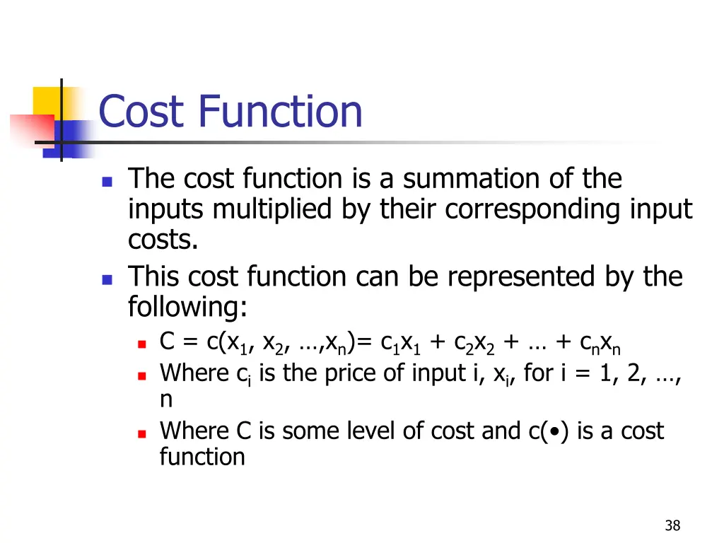 cost function