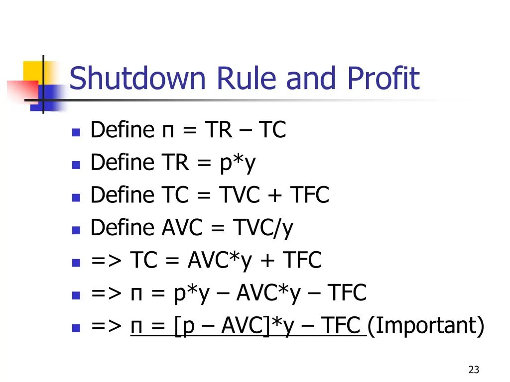 shutdown rule and profit