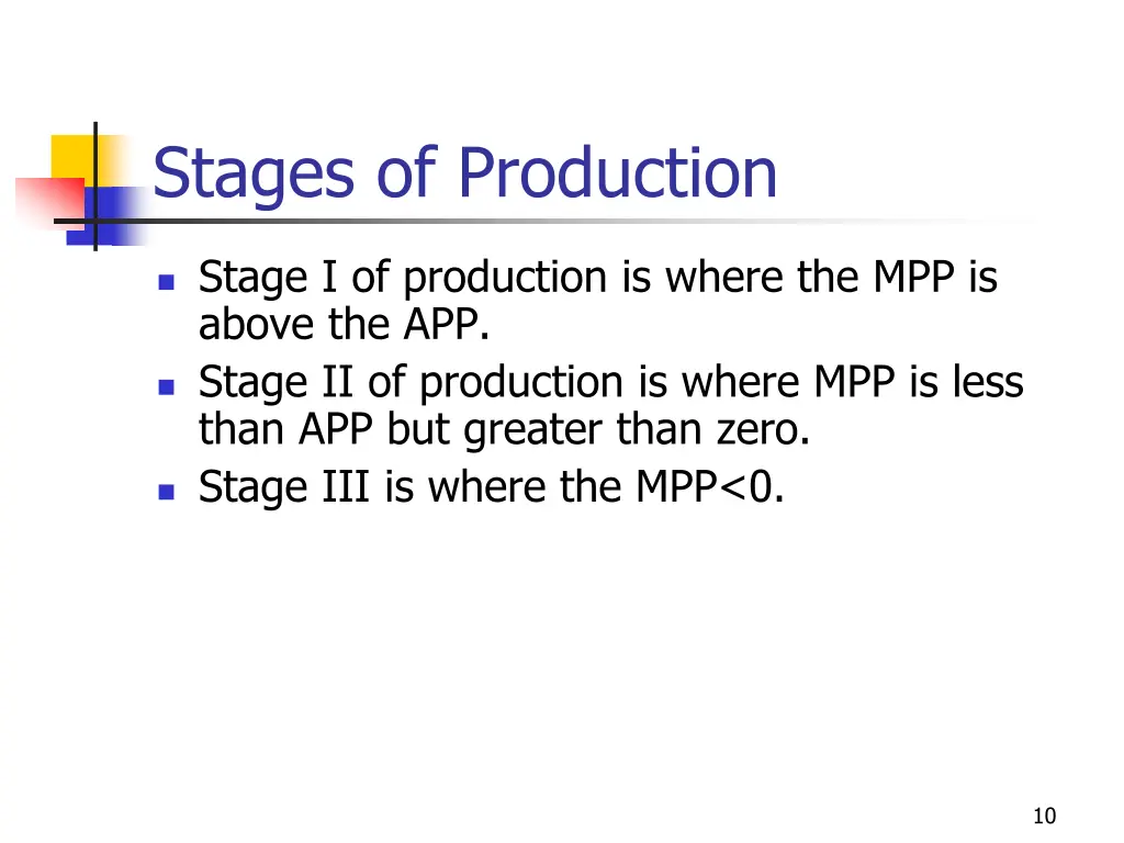 stages of production