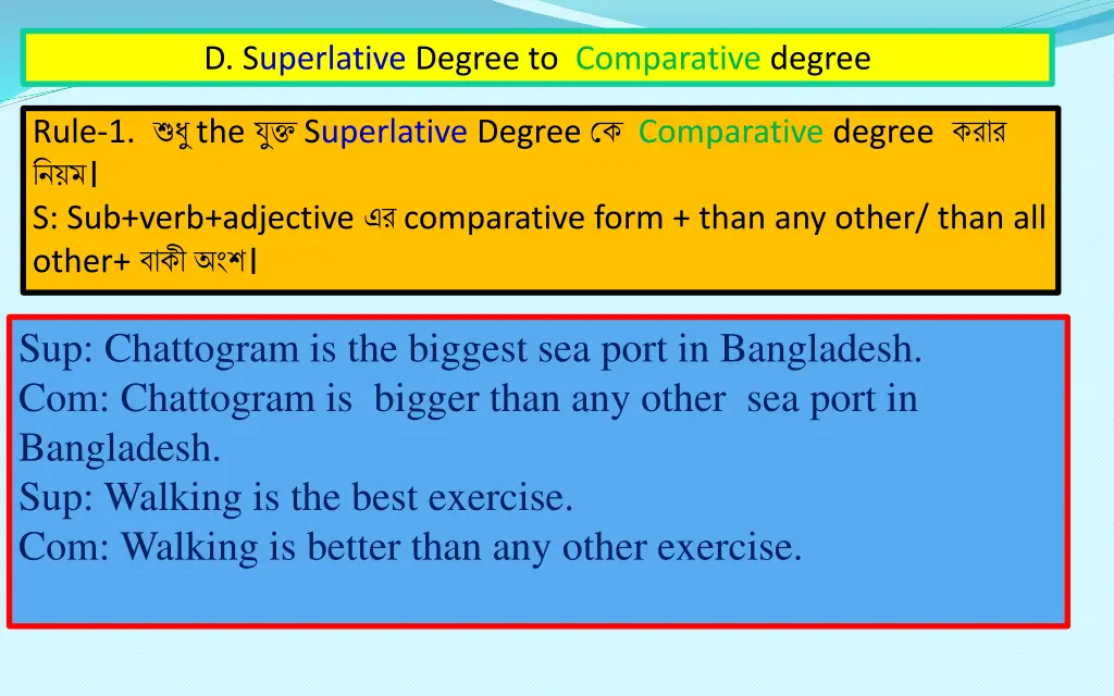 d superlative degree to comparative degree