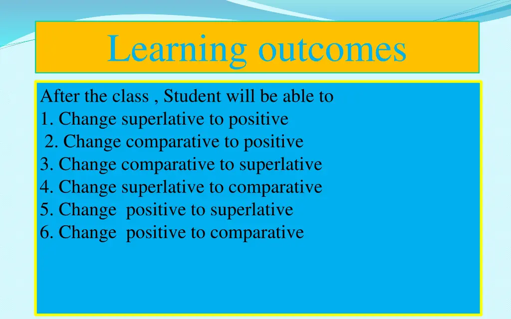 learning outcomes