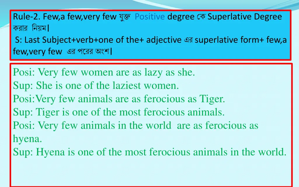 rule 2 few a few very few positive degree