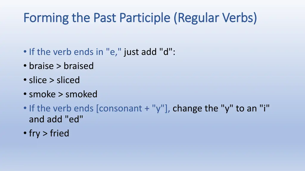 forming the past participle regular verbs forming 2