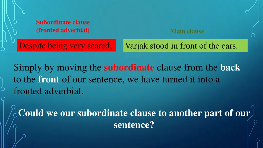 subordinate clause fronted adverbial