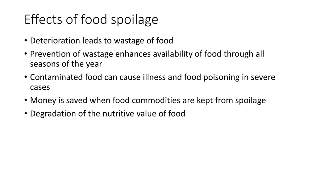 effects of food spoilage