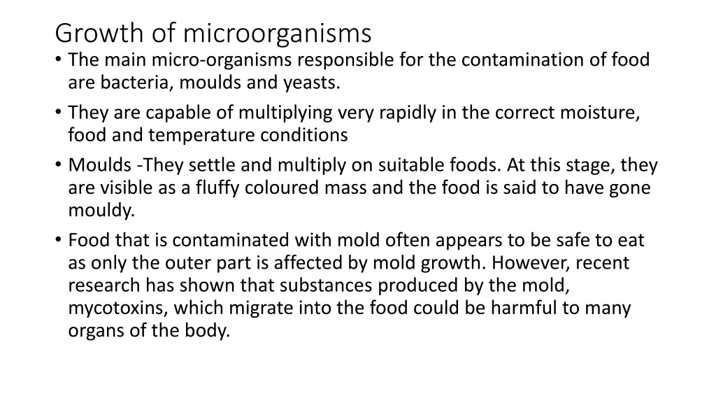 growth of microorganisms the main micro organisms