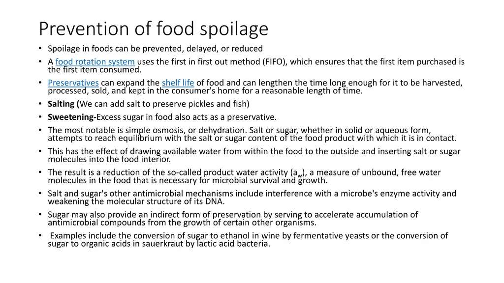 prevention of food spoilage spoilage in foods