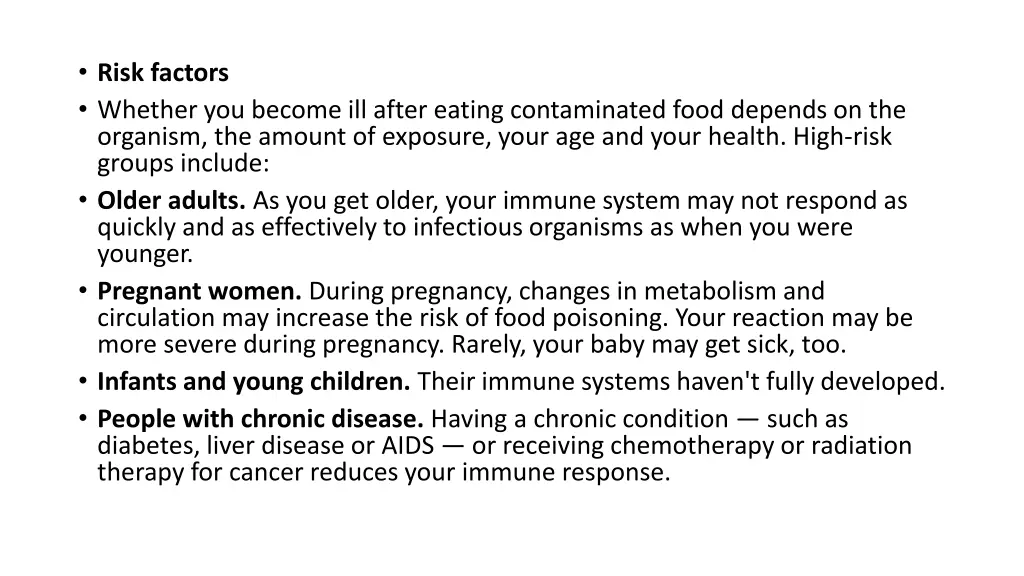 risk factors whether you become ill after eating