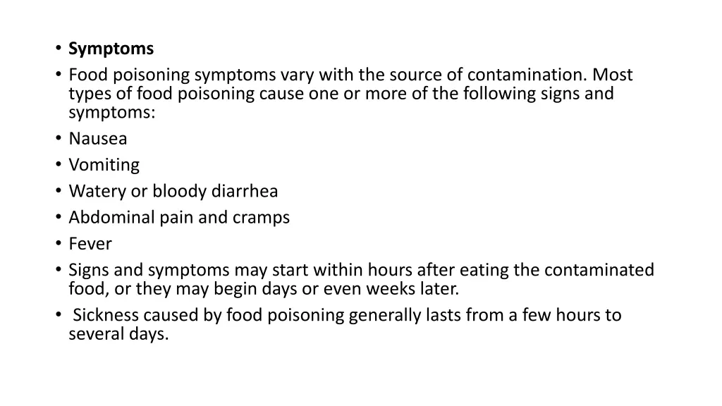 symptoms food poisoning symptoms vary with