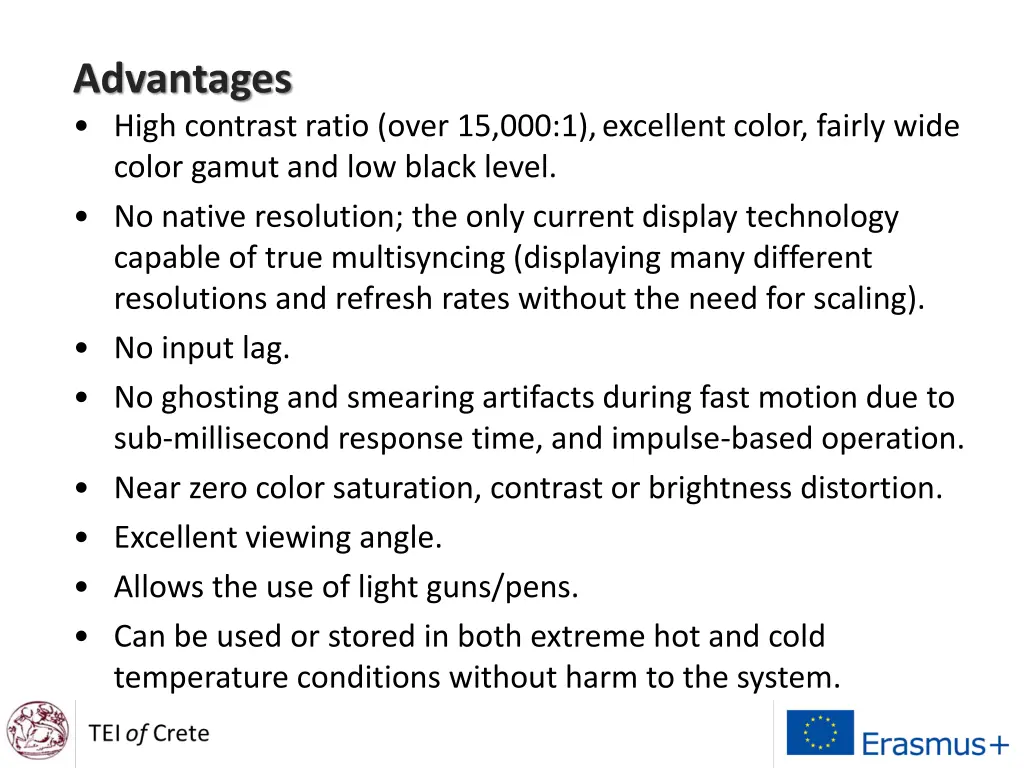 advantages high contrast ratio over