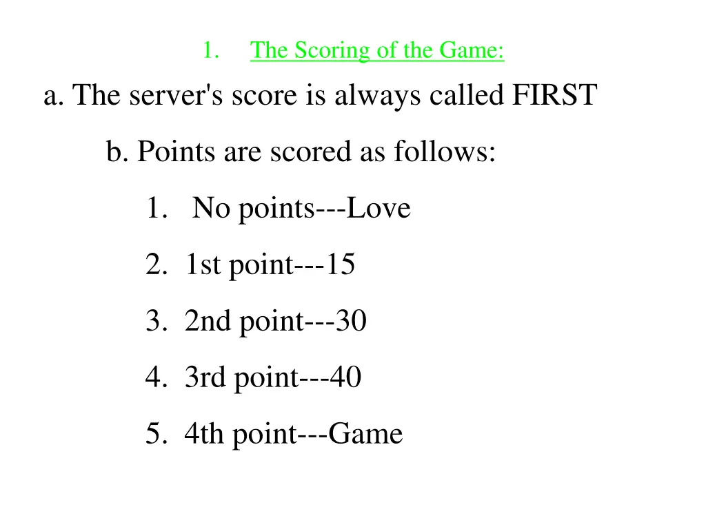 1 the scoring of the game