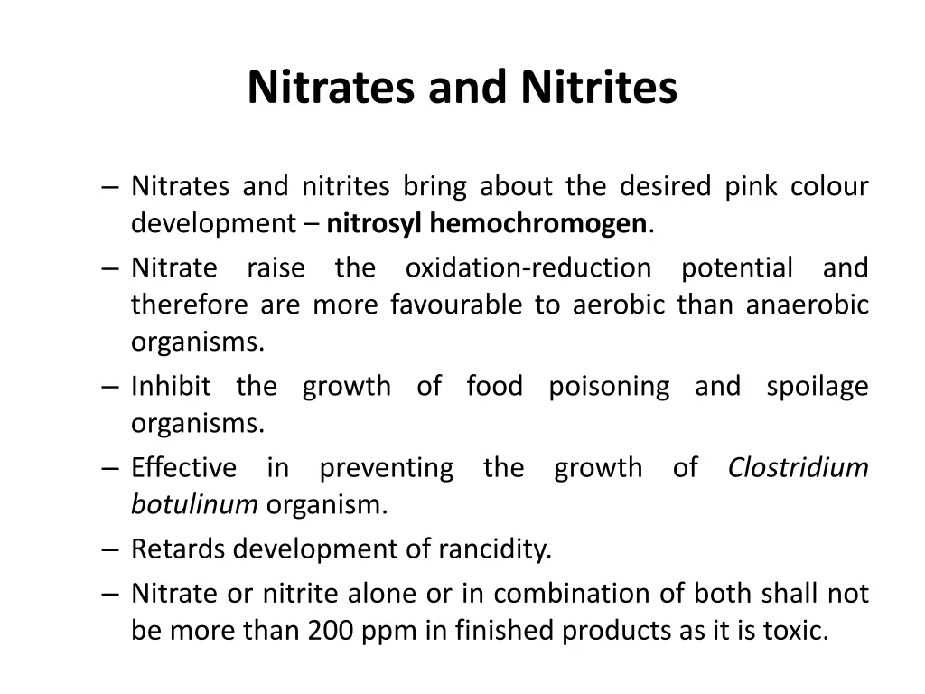 nitrates and nitrites