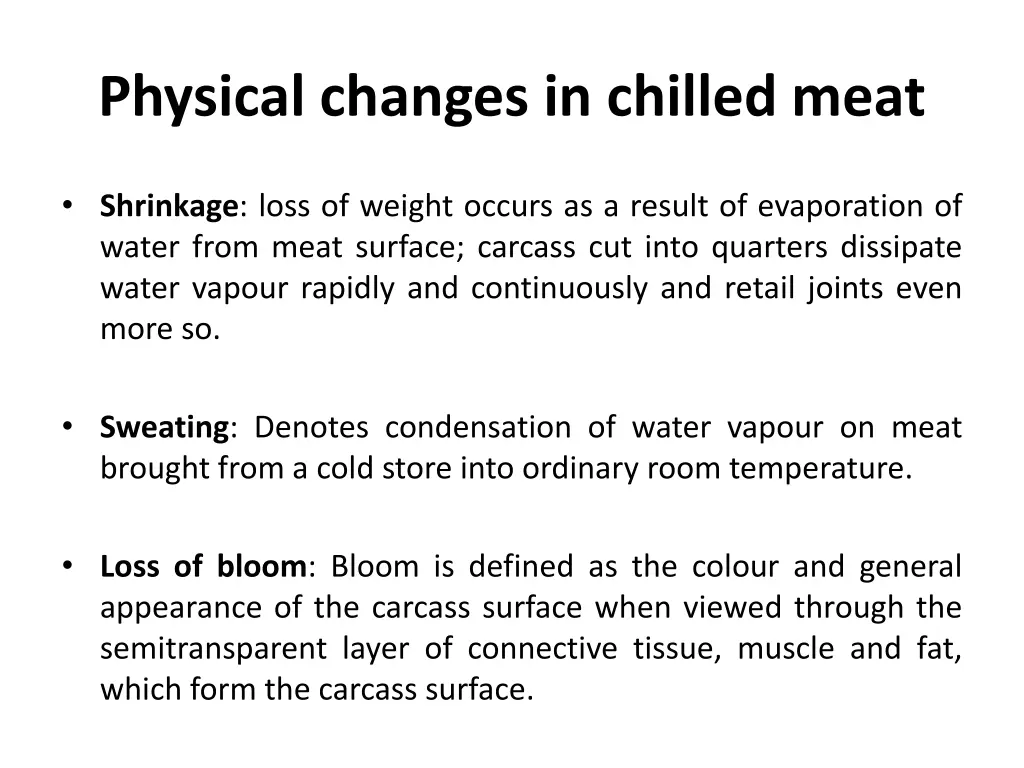 physical changes in chilled meat