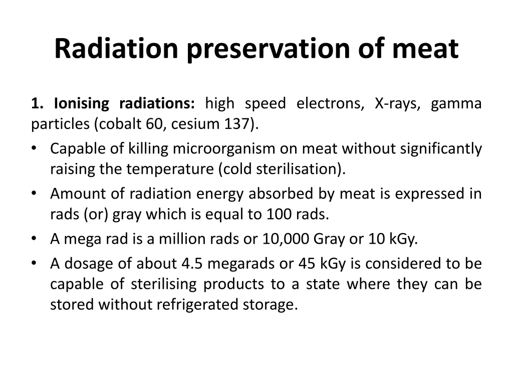 radiation preservation of meat