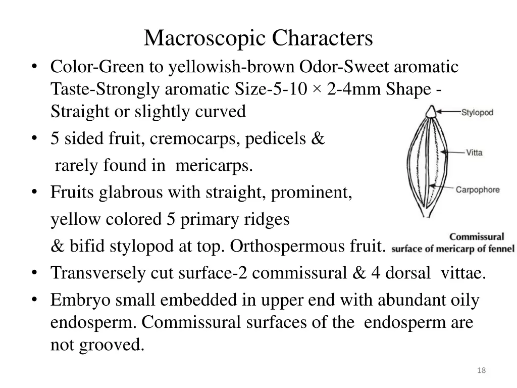 macroscopic characters color green to yellowish