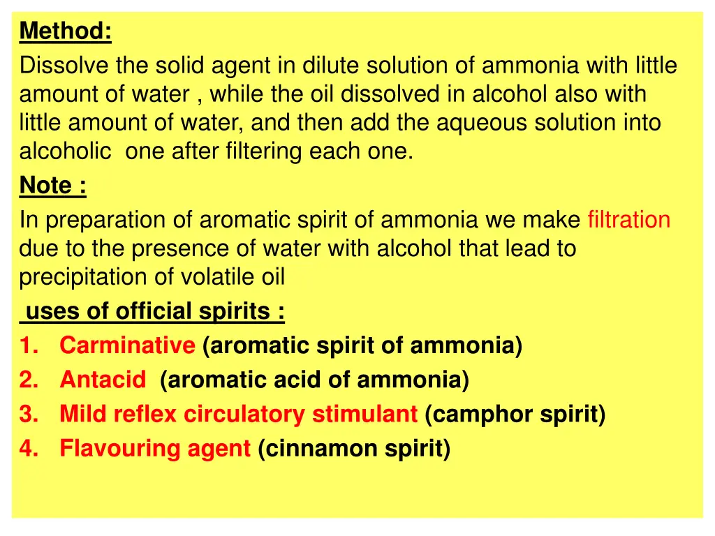 method dissolve the solid agent in dilute