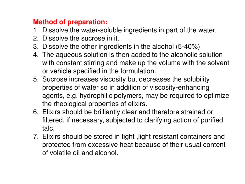 method of preparation 1 dissolve the water