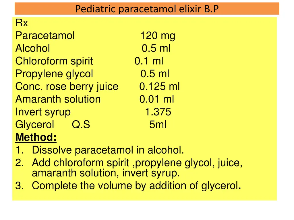 pediatric paracetamol elixir b p