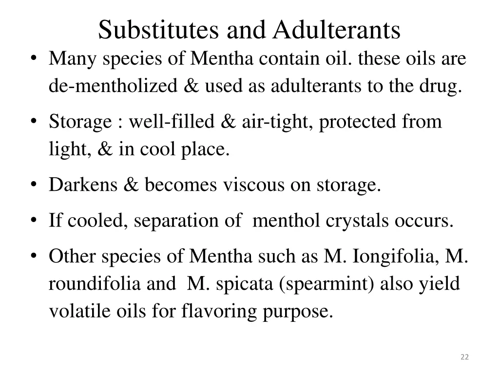 substitutes and adulterants many species