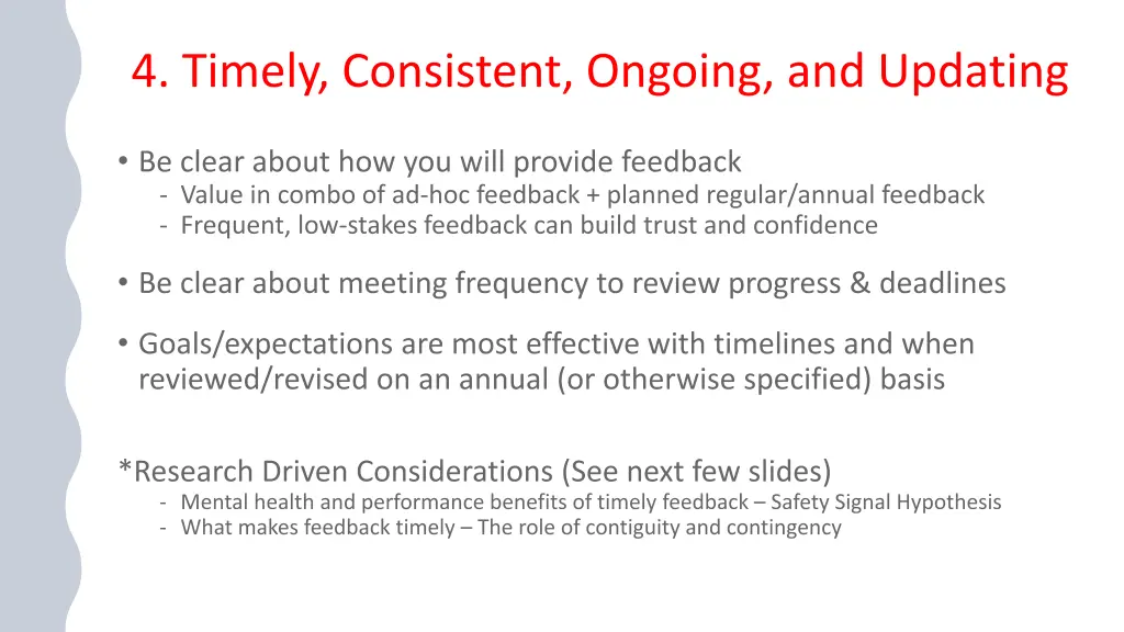 4 timely consistent ongoing and updating