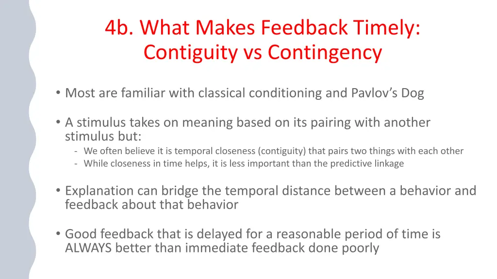 4b what makes feedback timely contiguity