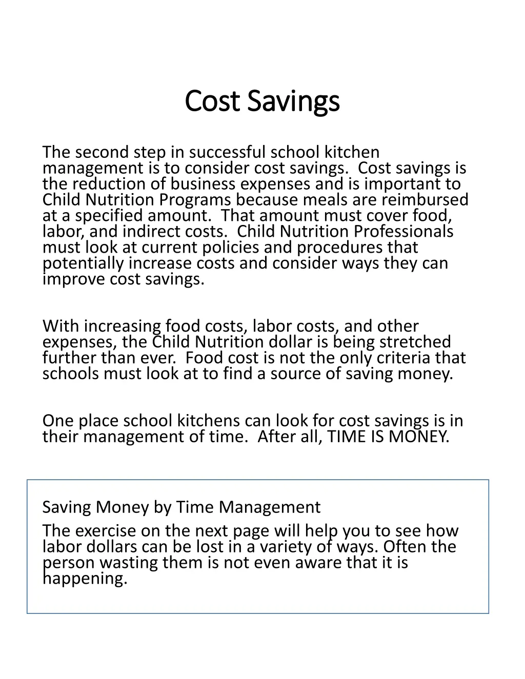 cost savings cost savings