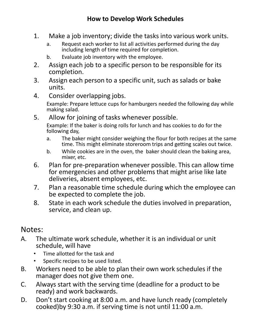 how to develop work schedules