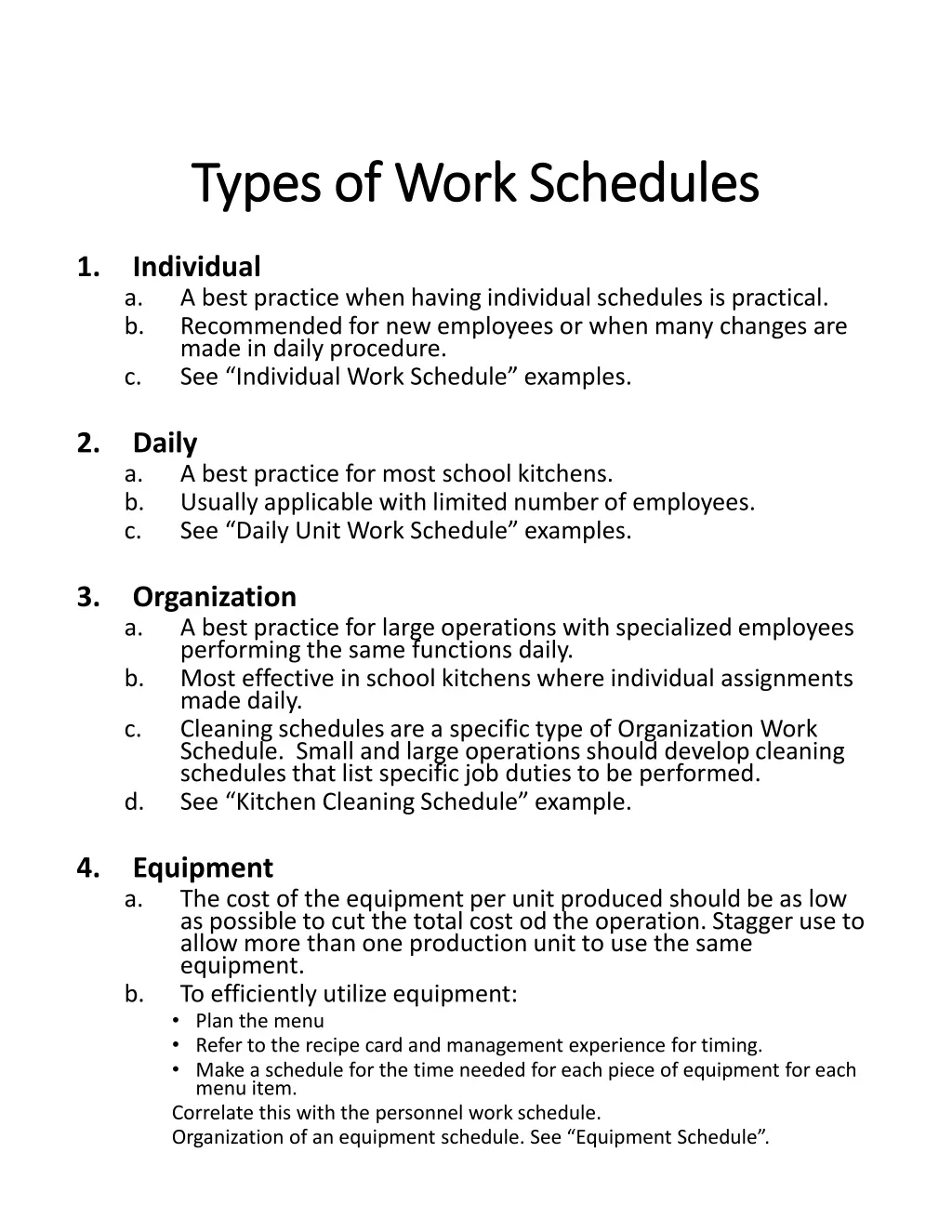 types of work schedules types of work schedules