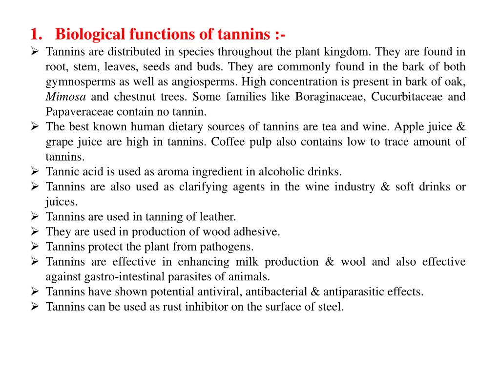 1 biological functions of tannins tannins