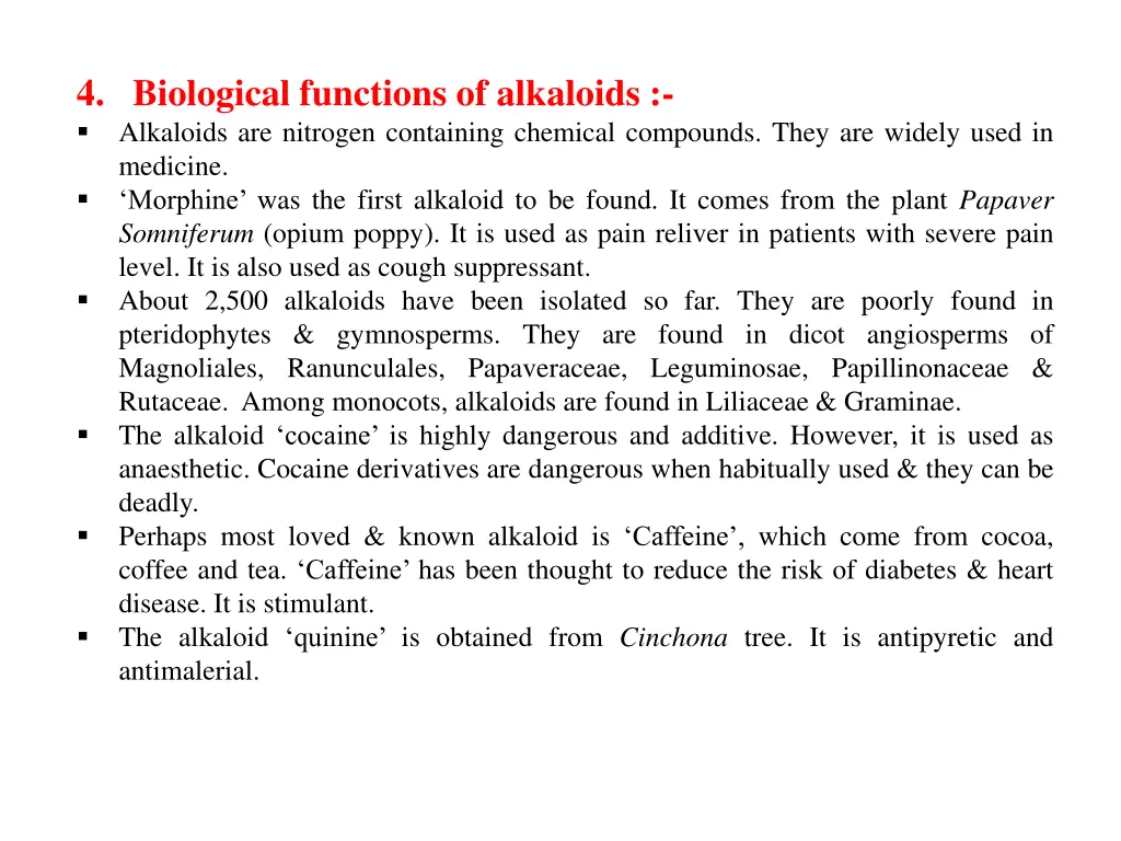 4 biological functions of alkaloids alkaloids