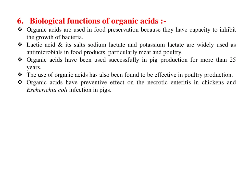 6 biological functions of organic acids organic