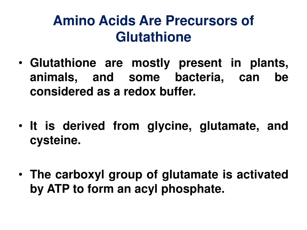 amino acids are precursors of glutathione