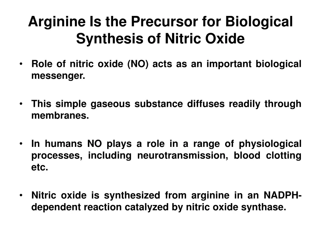 arginine is the precursor for biological