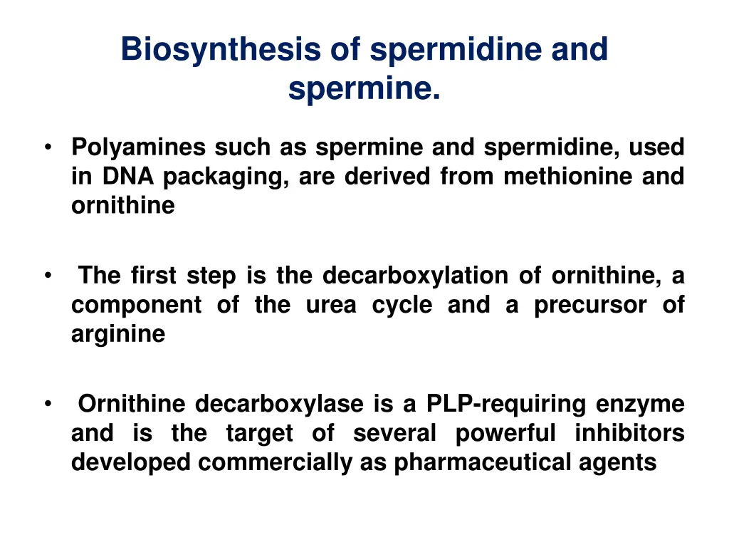 biosynthesis of spermidine and spermine