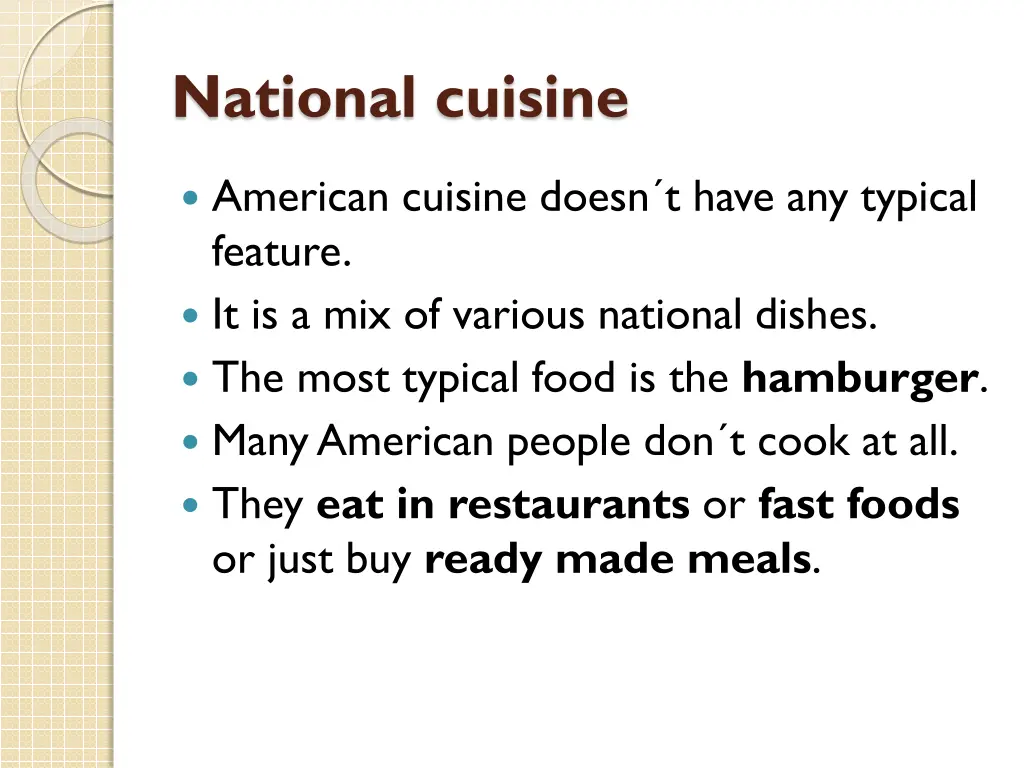 national cuisine