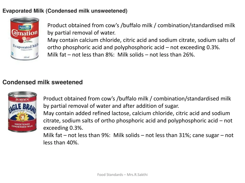 evaporated milk condensed milk unsweetened