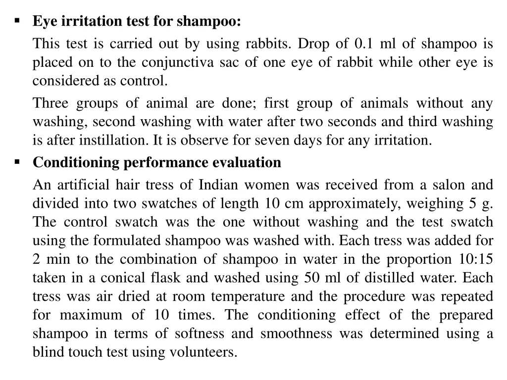 eye irritation test for shampoo this test