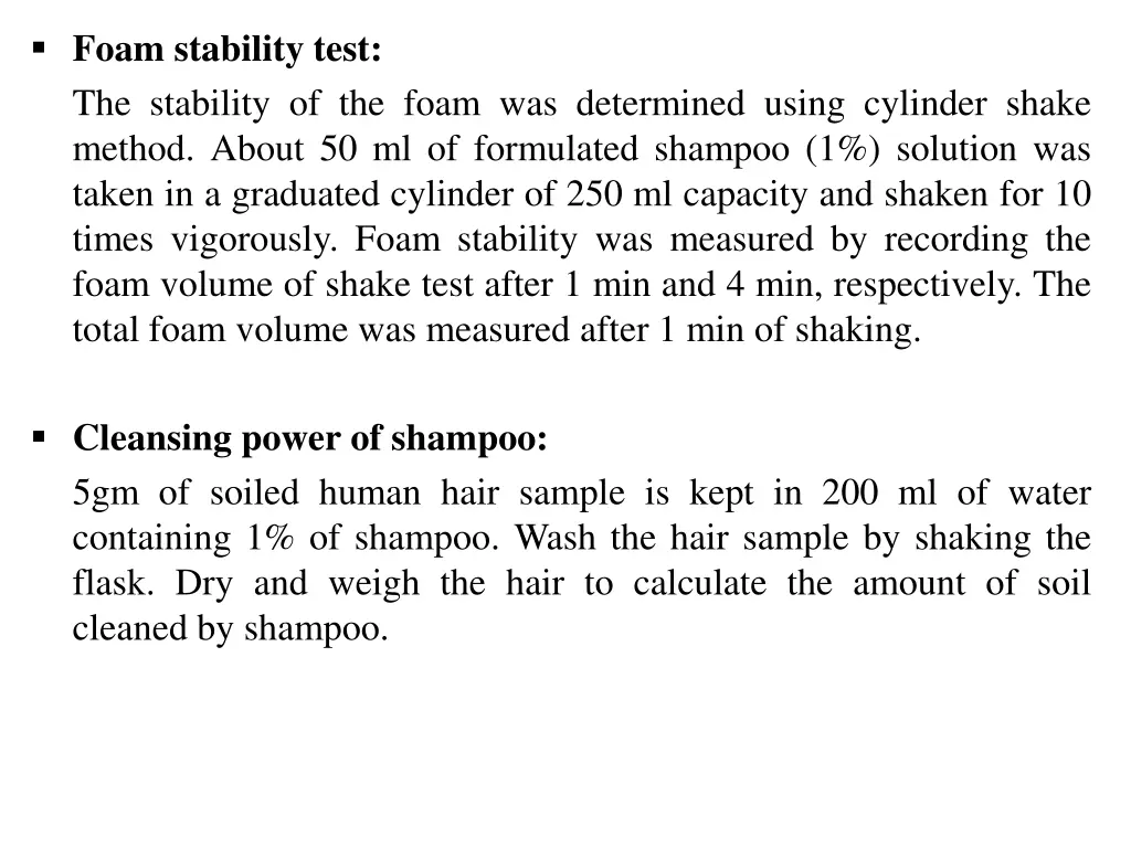 foam stability test the stability of the foam