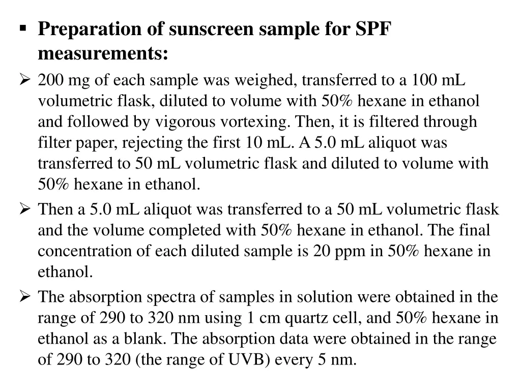 preparation of sunscreen sample