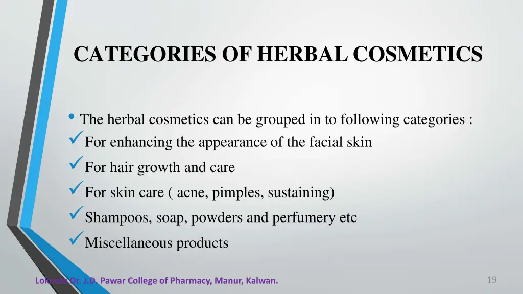 categories of herbalcosmetics