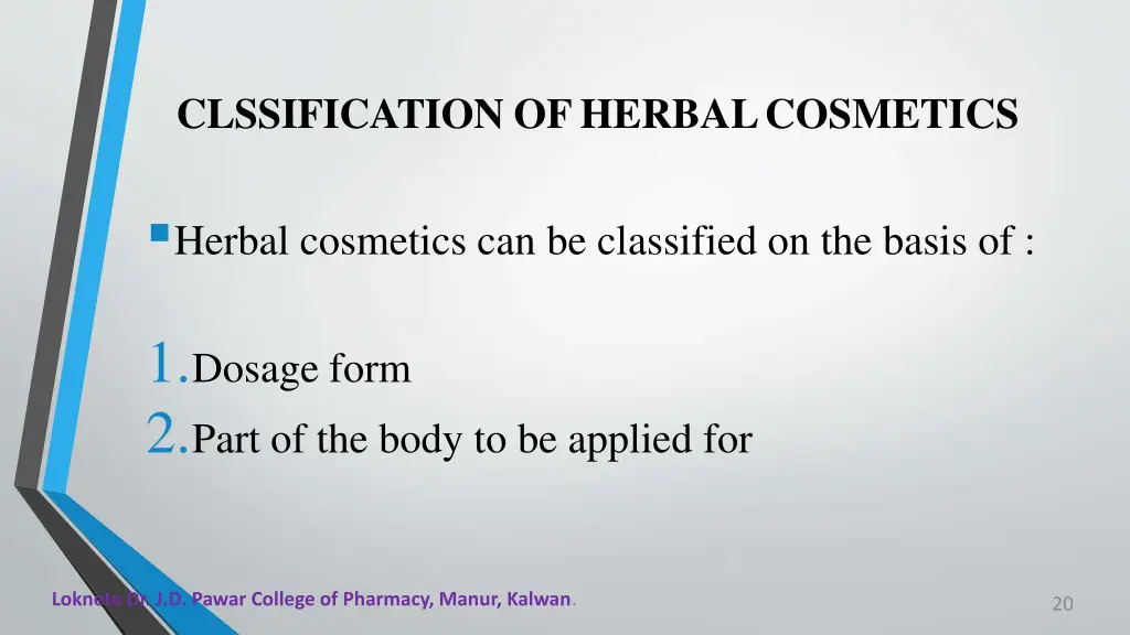 clssification ofherbalcosmetics