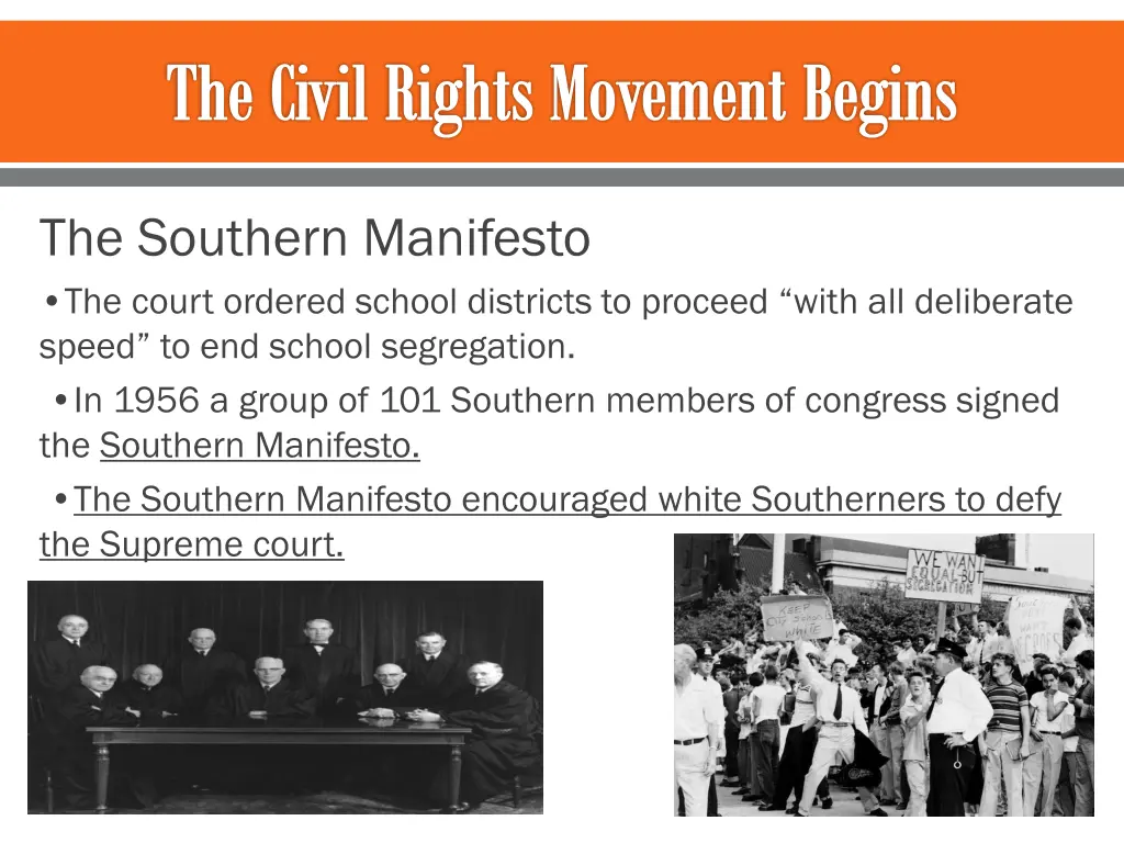 the civil rights movement begins 1